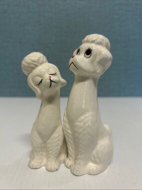 Vintage Loving White Poodle Dog Salt and Pepper Shakers